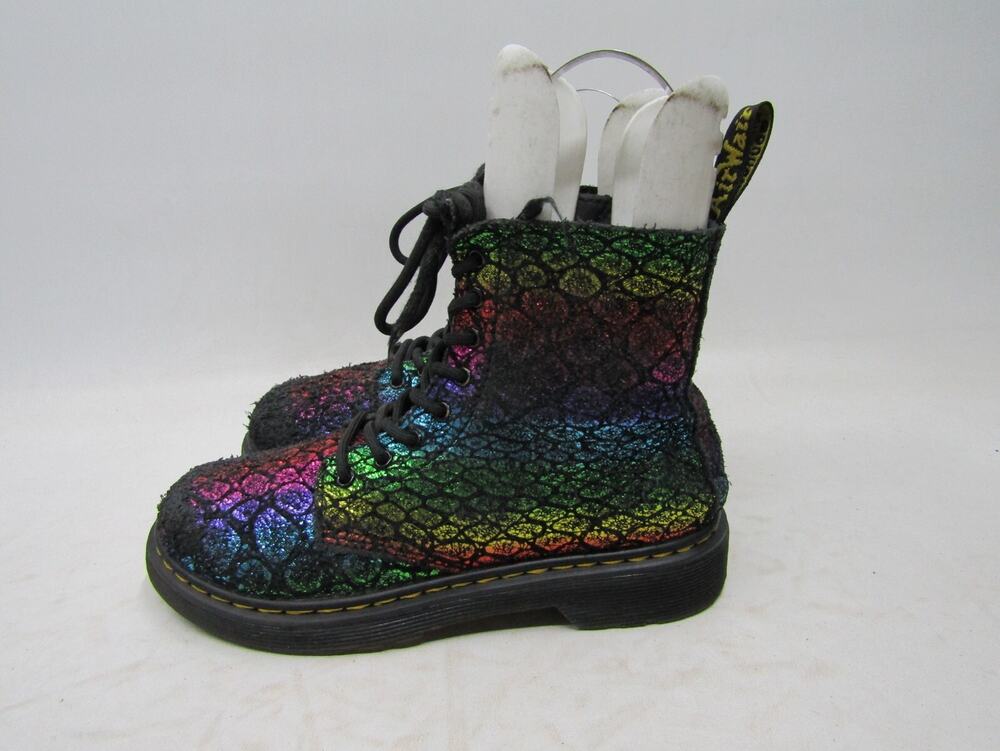 Dr. Martens Youth Size 3 Multicolor Zip Laces 8 Eye Ankle Boots